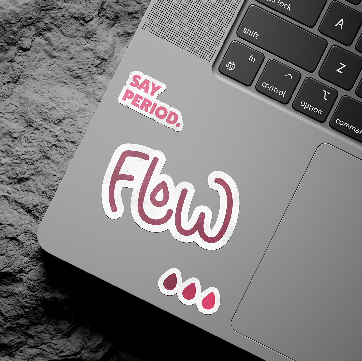 Flow stickers on laptop